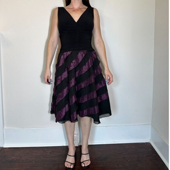 Whimsigoth Black Purple Midi Dress Size 8 - Picture 3 of 8